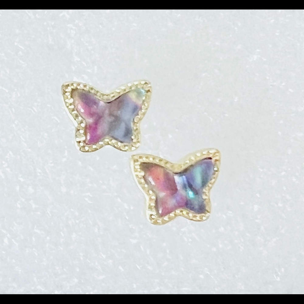 Kendra Scott Lillia Butterfly Lilac Abalone Gold color studs earrings